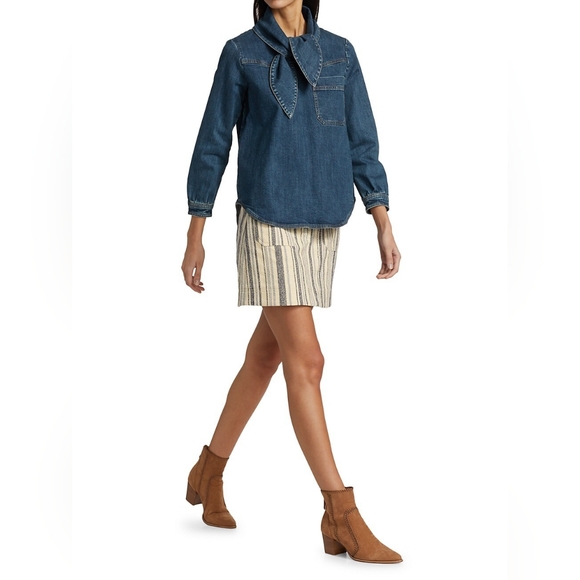 See by Chloe Striped Canvas Skirt size 40 / medium - Picture 2 of 9